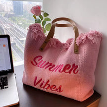 bags : Fashion Strandtas Reistas - Groen in Roze van Pantino