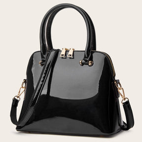 bags : Chique Glanzende Tas met Rits - Praktisch en Elegant voor Elke Dag - Zwart in Zwart van Pantino