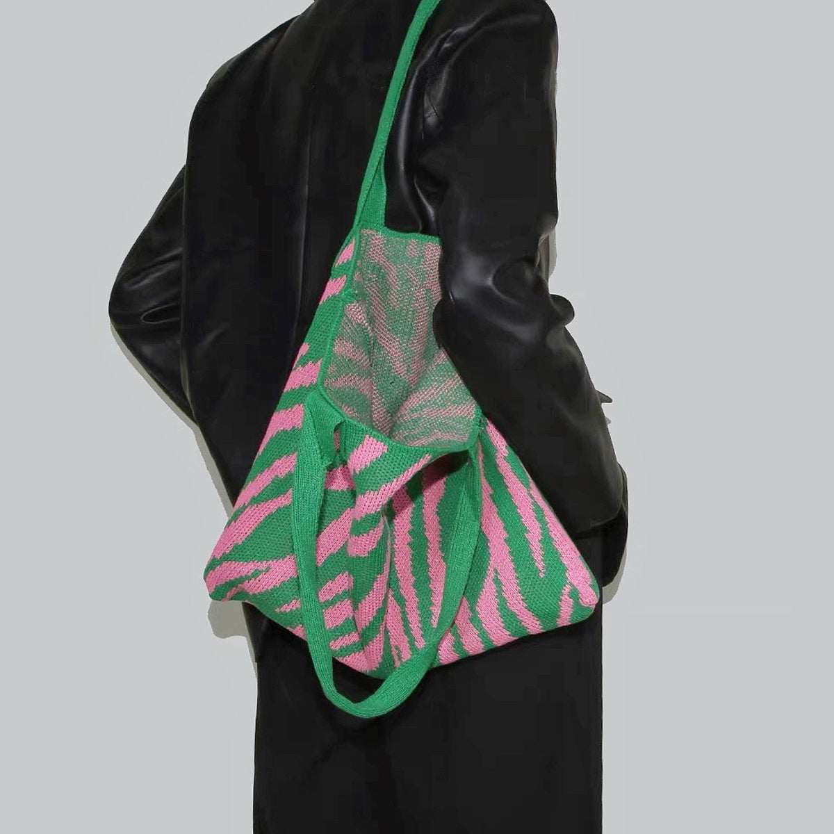 bags : ZeBra - Stijlvolle Tas Dames 4 Cm - Groen-Roze in van Pantino