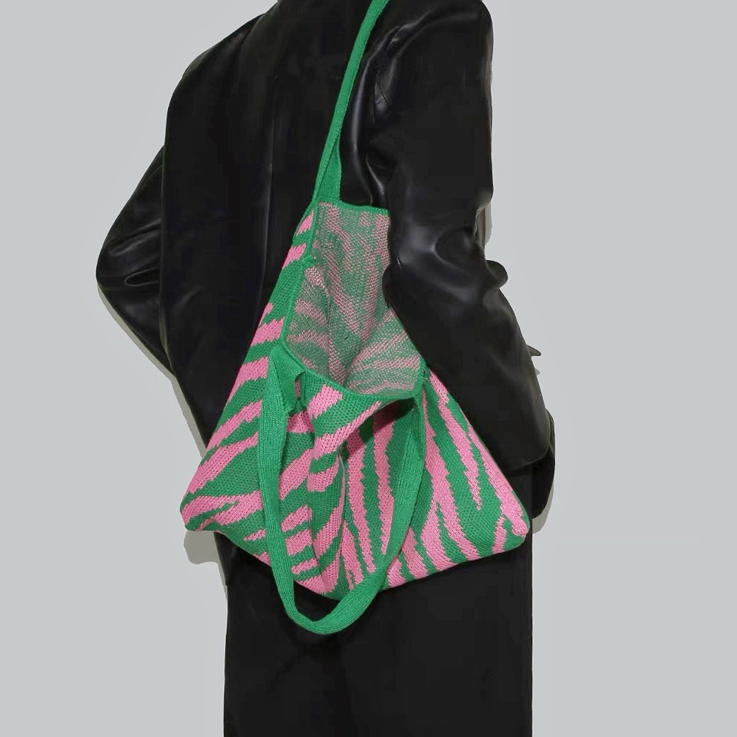 bags : ZeBra - Stijlvolle Tas Dames 4 Cm - Groen-Roze in van Pantino