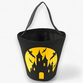 bags : Pumpkin Candy Basket - Leuke Mand voor Halloween-Feestjes en Cadeaus - Zwart in Zwart Geel van Pantino