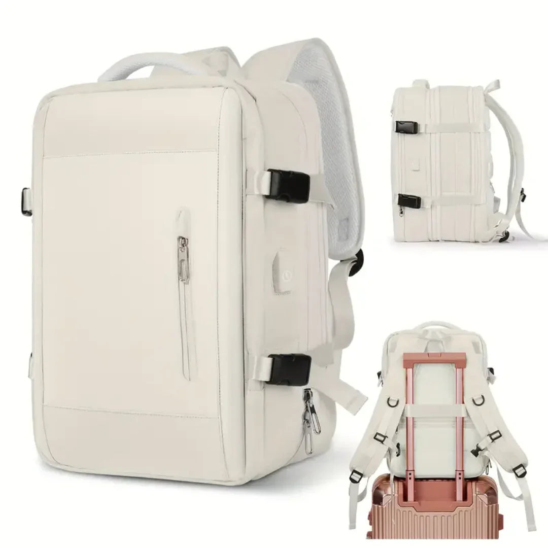 bags : Lotte Ademend Rugzak Dames - Rugzak - Laptop Rugzak in Beige van Pantino