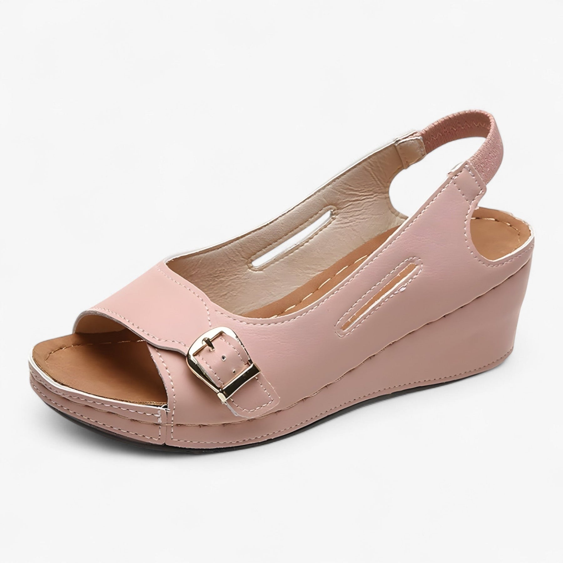 Sandals : Comfortabele Dames Sandalen van Zwart Leer met Lage Sleehak - Ideaal voor de Zomer in Rosa van Pantino