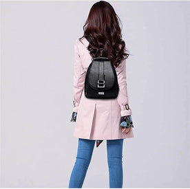 women's backpack : Leren Dames Rugzak Lila - Compacte Schoudertas voor Vrouwen - Trendy & Chique Design in Zwart van Pantinoshop