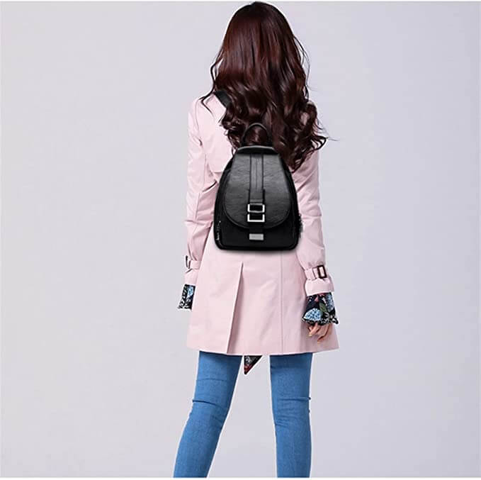bags : Leren Dames Rugzak Lila - Compacte Schoudertas voor Vrouwen - Trendy & Chique Design in Zwart van Pantino