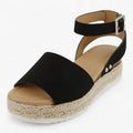 Veelzijdige Dames Espadrille Sandalen van Beige Canvas met Comfortabele Sleehak