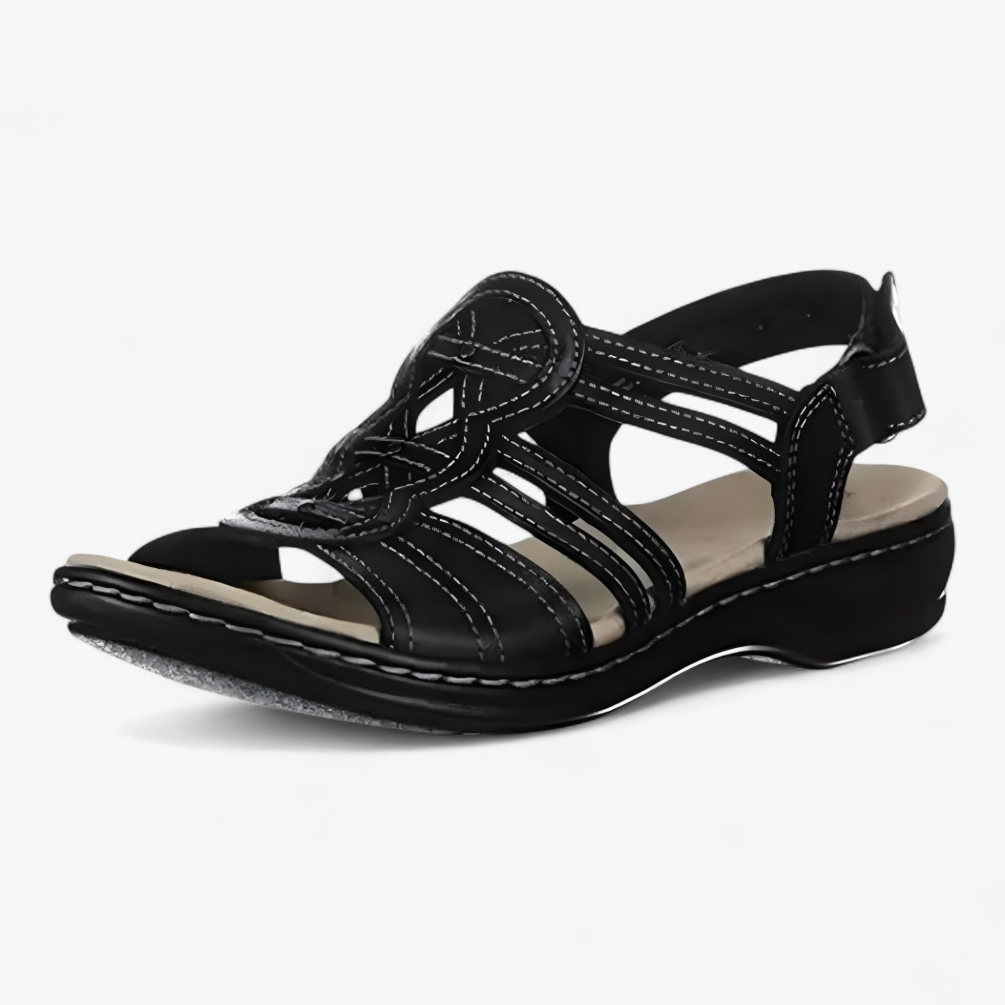 Sandals : Dames Sandalen Comfortabele en Elegante van Zwart Leer met Lage Sleehak in Nero van Pantinoshop