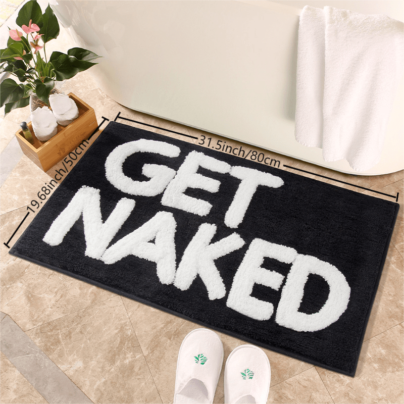 home & garden : Kleurrijk Antislip Badkamermat - Wit in Zwarte Achtergrond - Witte Letters 50cm*80cm van Pantino