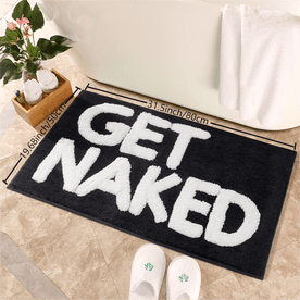 home & garden : Kleurrijk Antislip Badkamermat - Wit in Zwarte Achtergrond - Witte Letters 50cm*80cm van Pantinoshop