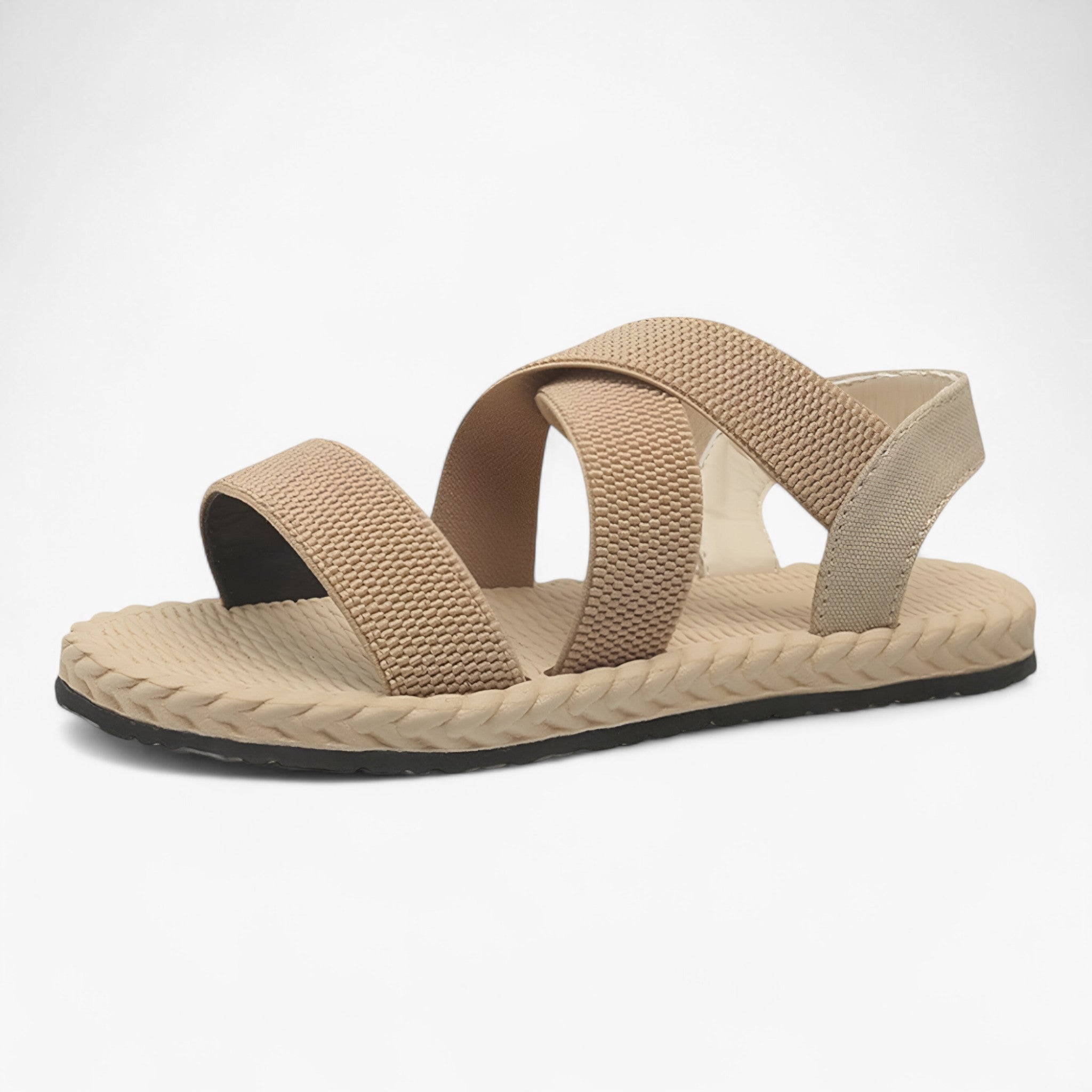 Sandals : Comfortabele platte sandalen in Beige van Pantinoshop