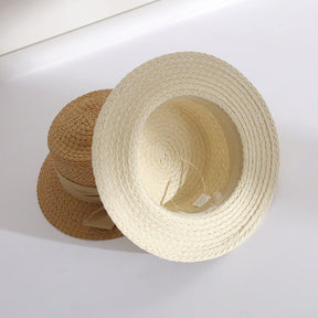 Bucket Hat : Hoed Khaki - Strik Grote Rand Stro Emmer in van Pantino