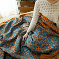 Bomulds Quilt Orange Blå - Seks-lags Varmt Sengetøj - Bomuld