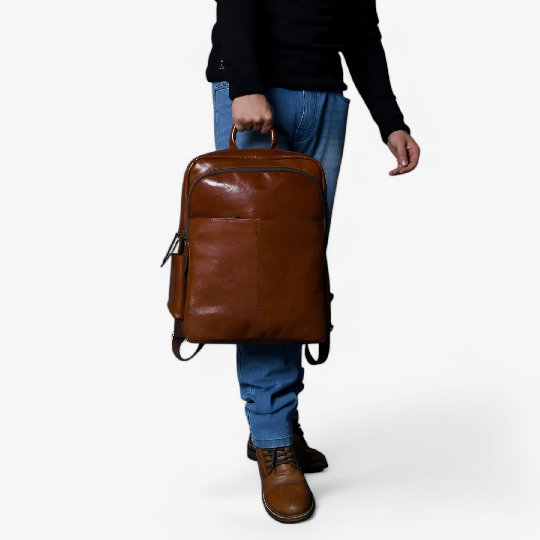 bags : Rugzak Bruin - Luxe Italiaanse Leren in van Pantino