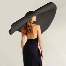 Sun Hat : Gele Dames Stro Zonnehoed met Brede Rand – Stijlvol & Beschermend voor Zomer & Strand in Zwart One size van Pantino