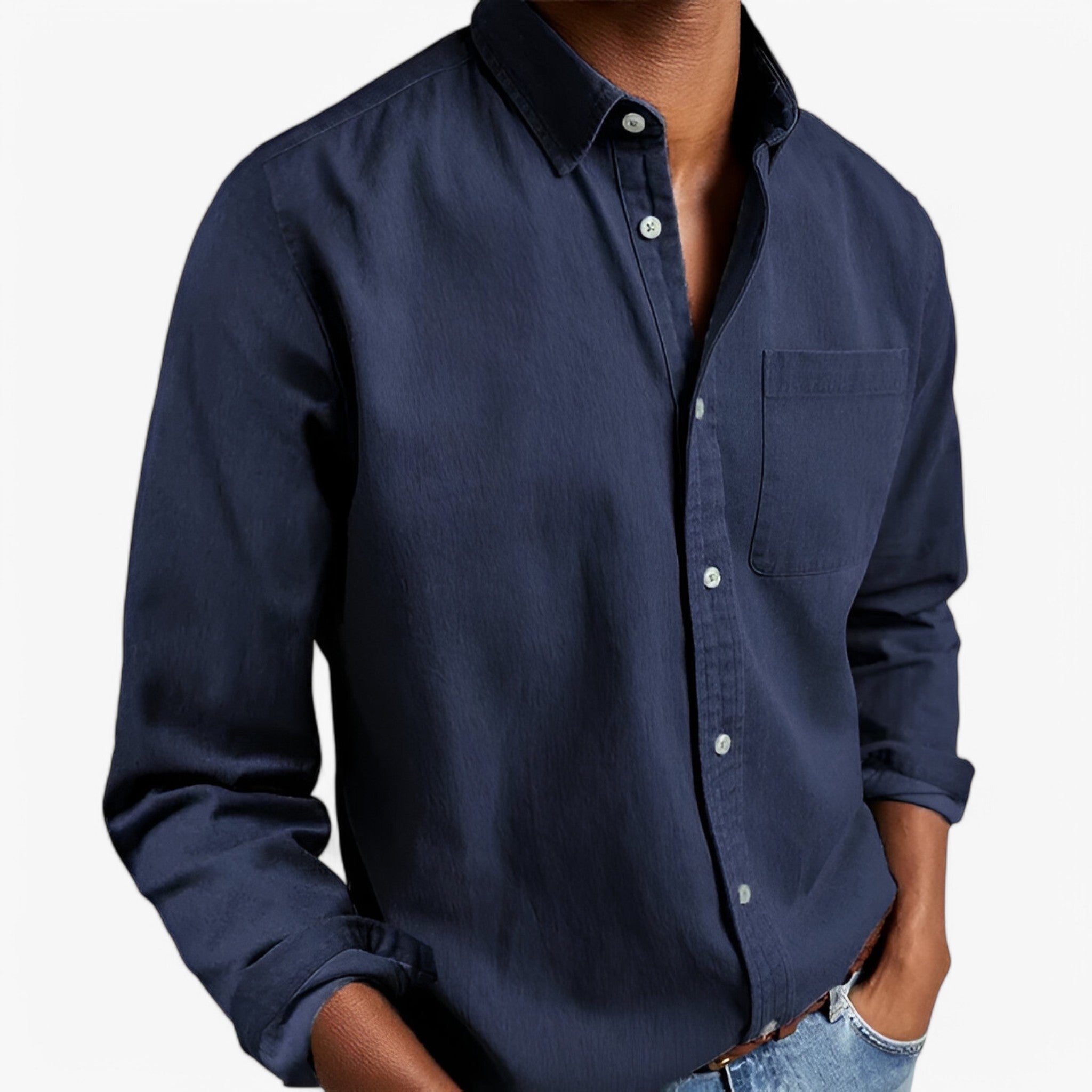 Duurzaam Katoenen Heren Cargo Shirt met Meerdere Zakken, Lange Mouwen