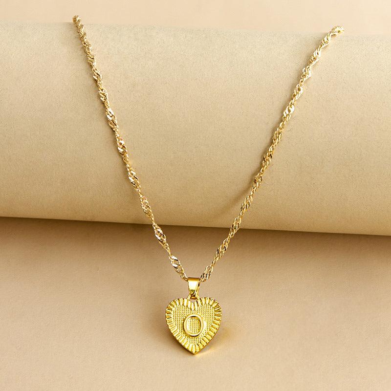 Necklace : Initiaal Hart Hanger in Gold O van Pantino