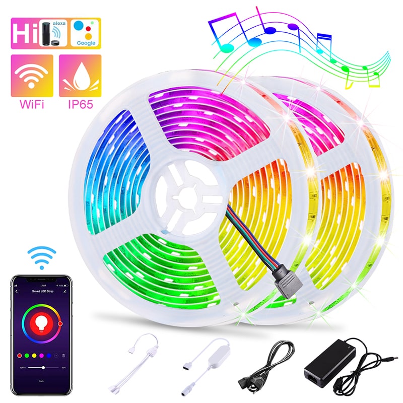 WiFi Smart RGB LED Strip Verlichting – 10m Waterdicht