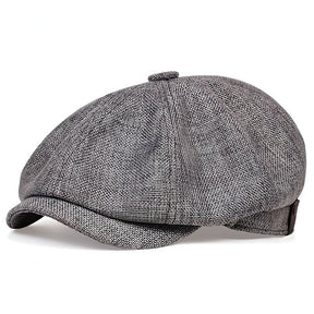 Hat : Cap Heren Zwart - Herencap van Retro Linnen voor Luchtige Lente - En Zomeroutfits in Donker grijs van Pantino