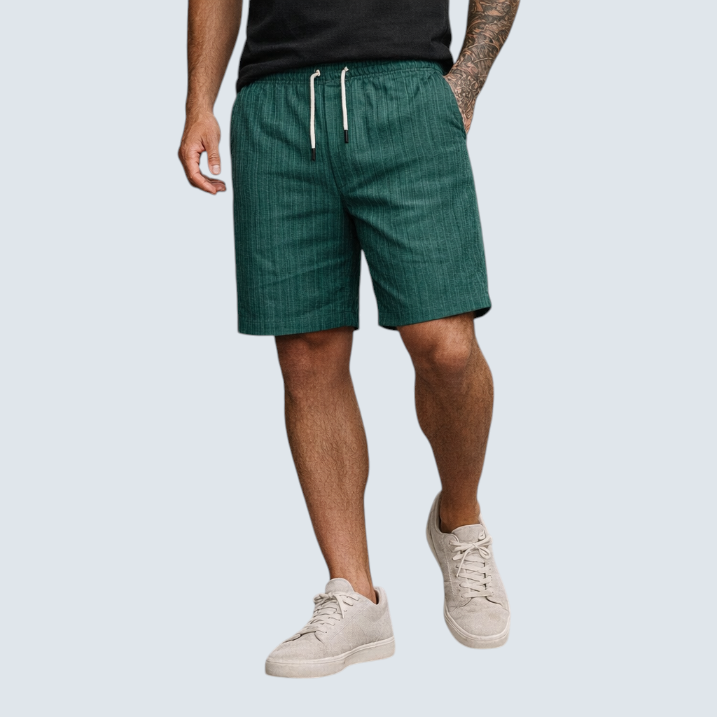 Heren shorts : Heren Linnen Shorts Ademend - Relaxte Zomerstijl in Groen van Pantinoshop