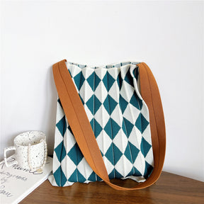 bags : FoldingBag - Argyle Gebreide Draagtas - Paars in Groen van Pantino