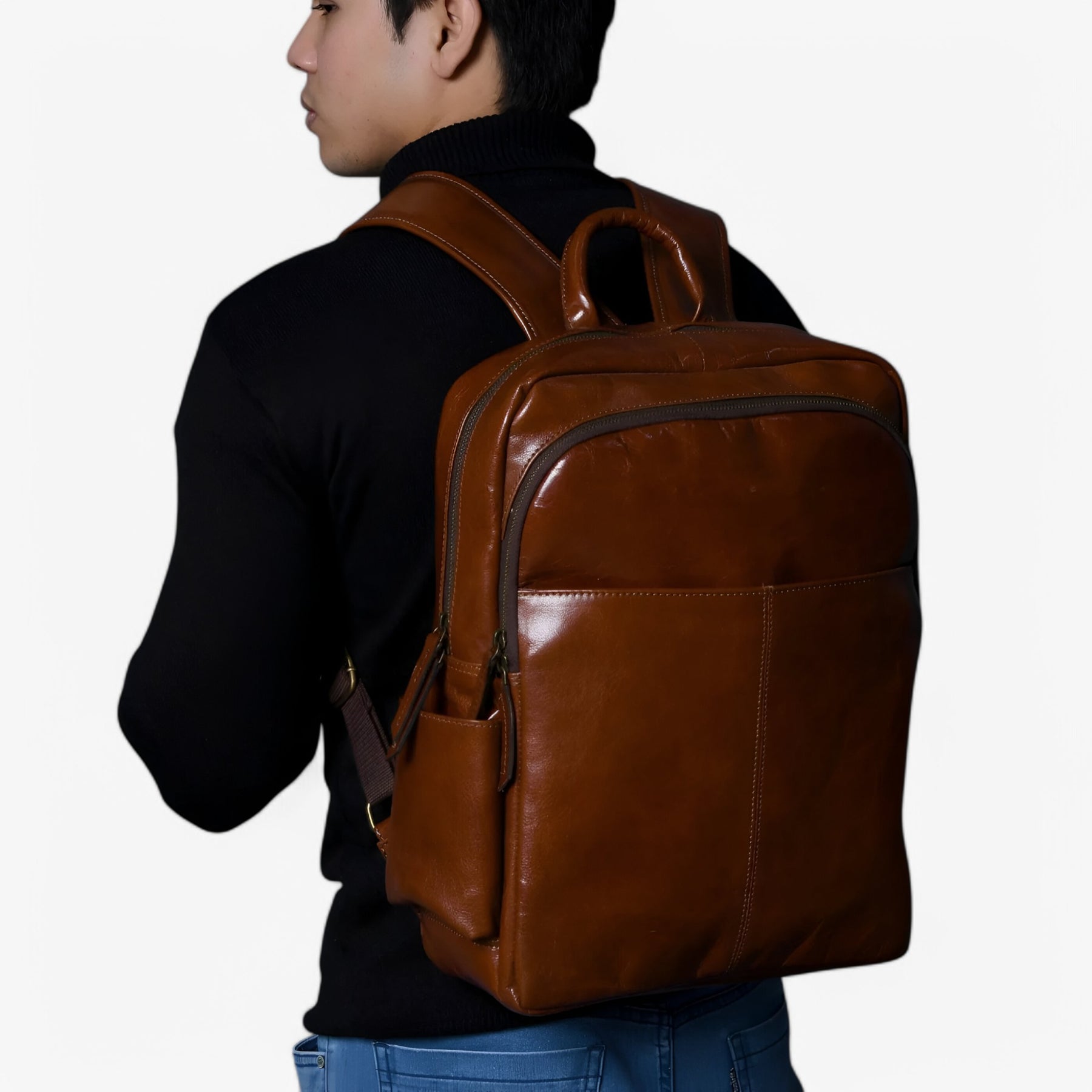 bags : Rugzak Bruin - Luxe Italiaanse Leren in van Pantino