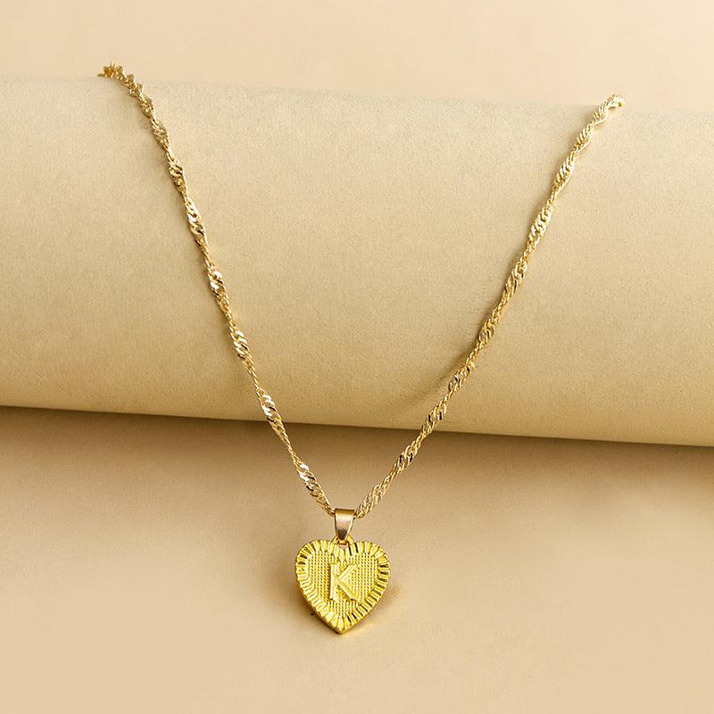 Necklace : Initiaal Hart Hanger in Gold K van Pantino