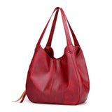 Großvolumige Ledertasche - Rot