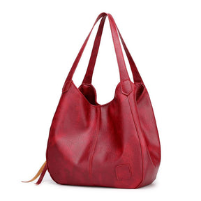 bags : Grote Capaciteit Lederen Tas - Rood in Rood van Pantino