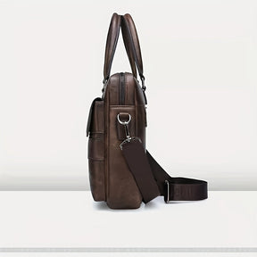 bags : Handtas Heren Zwart - Vintage PU Lederen Zakenaktentas Messenger Bag in van Pantino