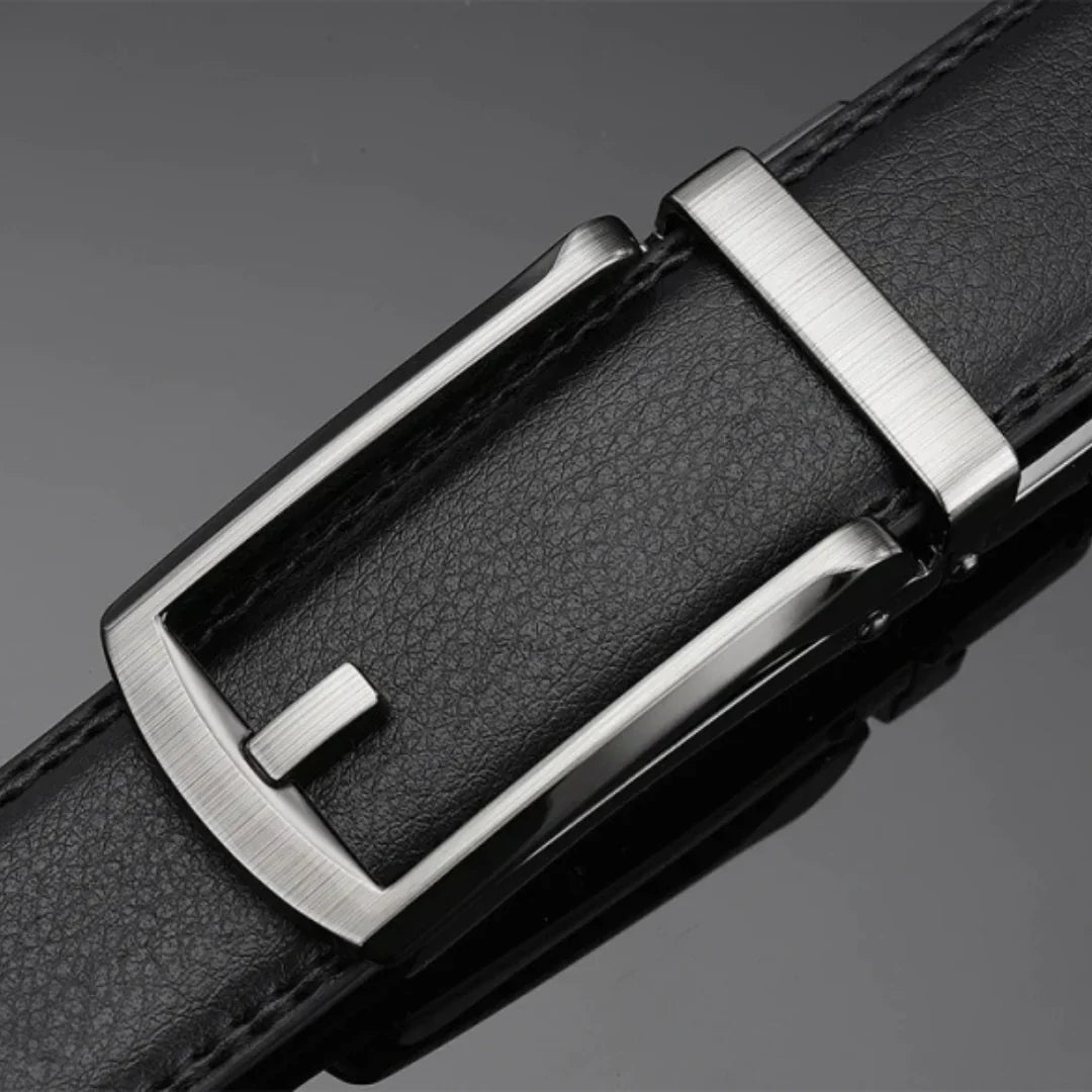 Men's Belt : Cintura Uomo Senza Buchi Regolabile in Pelle Nera - Misura Unica in van Pantino