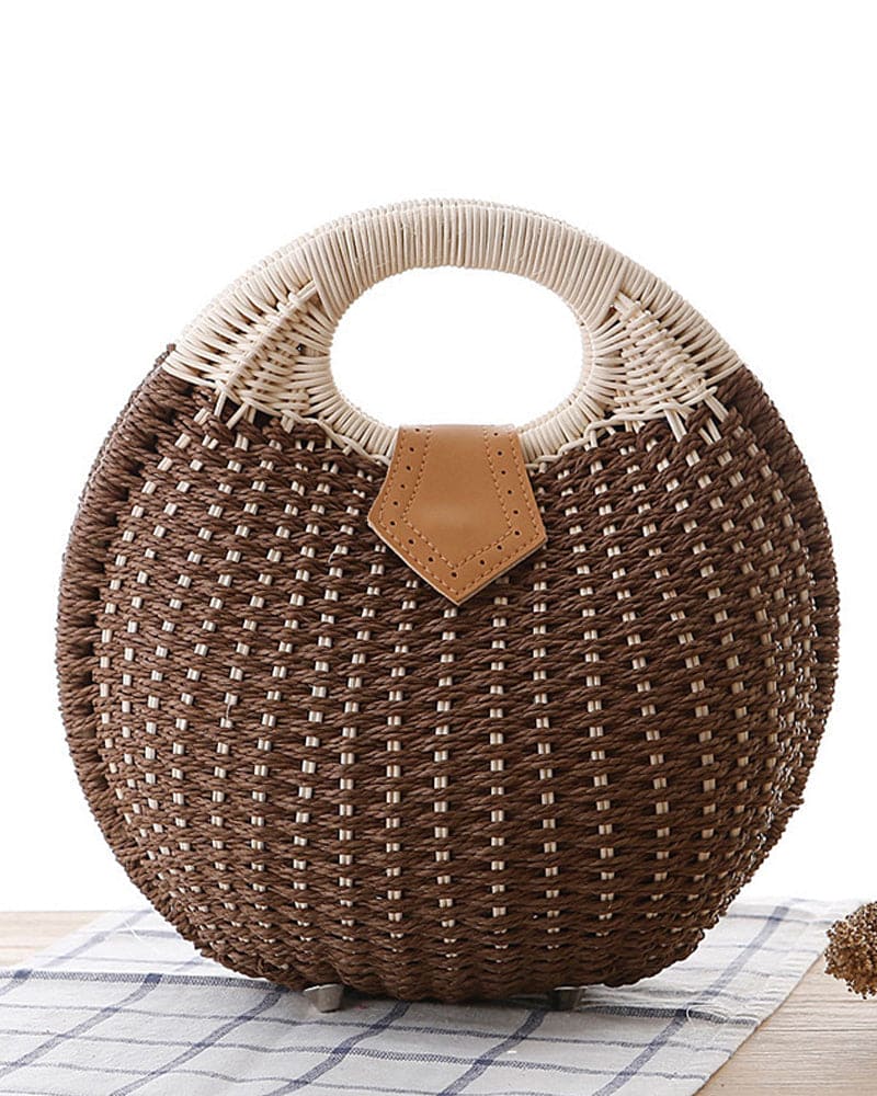 bags : Rotan Schoudertas Dames Wit - Handgeweven Bohemian Stijl in Bruin van Pantino