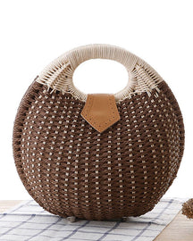 bags : Rotan Schoudertas Dames Wit - Handgeweven Bohemian Stijl in Bruin van Pantino