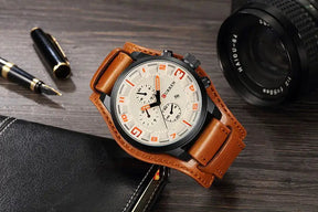 watches : Heren Horloge Chronograaf Bruin Leer - Klassiek Stijlvol Polshorloge met Datumweergave in van Pantino