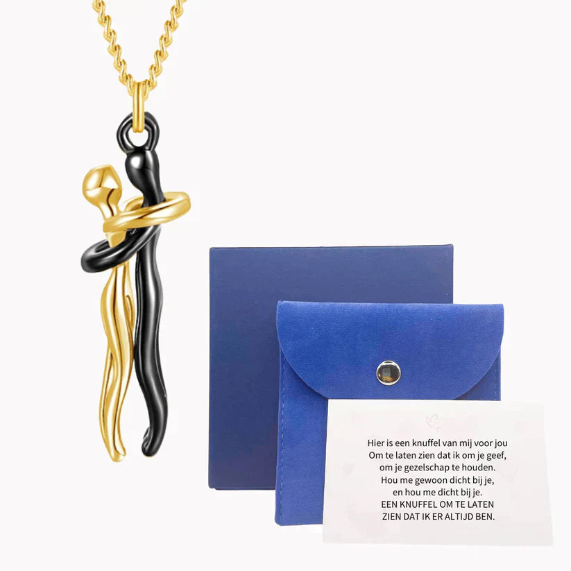 Necklace : Ketting Goud/Zilver - Knuffelketting - Het Perfecte Cadeau in Goud Zwart Alleen tas van Pantino