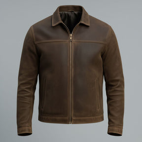 Leren jas : Heren Bikerjack Bruin Kunstleer - Zacht, Stoer & Comfortabel Casual Design in van Pantino