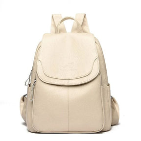 bags : Rugzak Dames Zuiver Wit - Veilige Leren voor Stijlvolle in Beige van Pantino