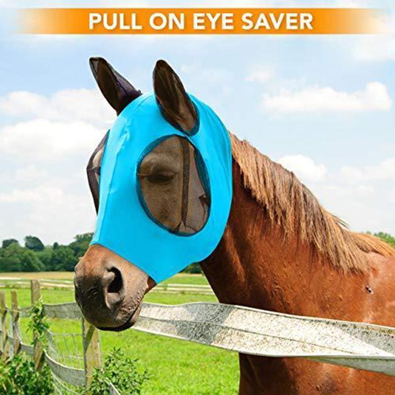 pets : HorseSafe - Paardenmasker Anti-Vlieggaas - Blauw in van Pantino