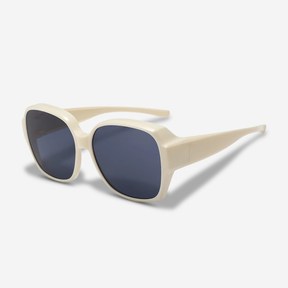 Clip-On Sunglasses : Overzet Zonnebril Gepolariseerd Beige UV440 - Comfortabel & Stijlvol voor Brildragers in Crema Pro van Pantino