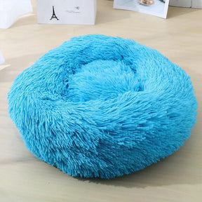 pets : Hondenmand Fluffy Calming Bed Koffie - Zacht Anti-Angst voor Kleine & Middelgrote Honden in Blauw van Pantino