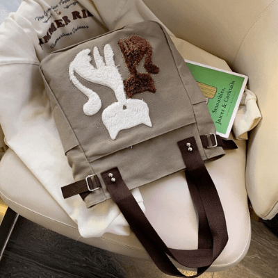 bags : Kat Geborduurde Canvas Tas - Paars in van Pantino