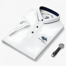 Polo Shirt : Heren Polo Zwart - Ademend Katoen Piqué voor Comfort Fit & Duurzaamheid in Wit van Pantino