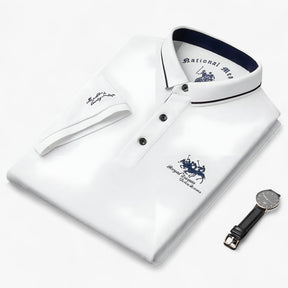 Polo Shirt : Heren Polo Zwart - Ademend Katoen Piqué voor Comfort Fit & Duurzaamheid in Wit van Pantino