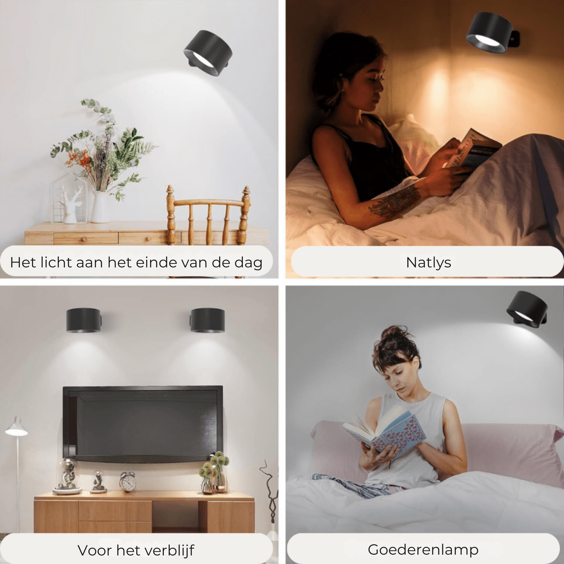 home & garden : 360° Draadloze Oplaadbare Wandlamp - Zwart in van Pantino