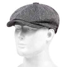 Beret : Baret Heren Donkergroen - Graan Geruite Vintage Mode Muts , Ideale Keuze voor Geschenken in Lichtgrijs van Pantino