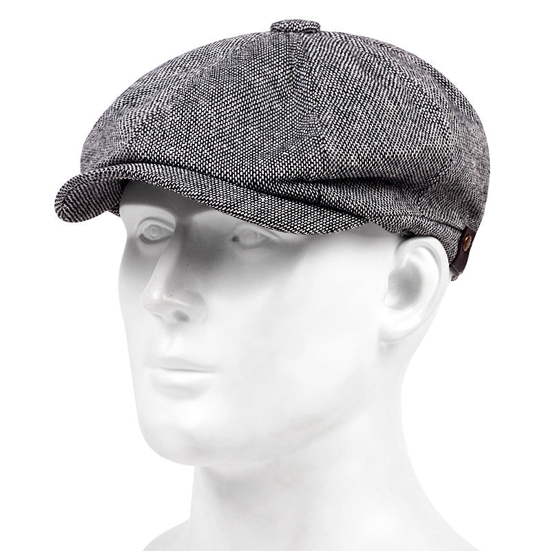 Beret : Baret Heren Donkergroen - Graan Geruite Vintage Mode Muts , Ideale Keuze voor Geschenken in Lichtgrijs van Pantino