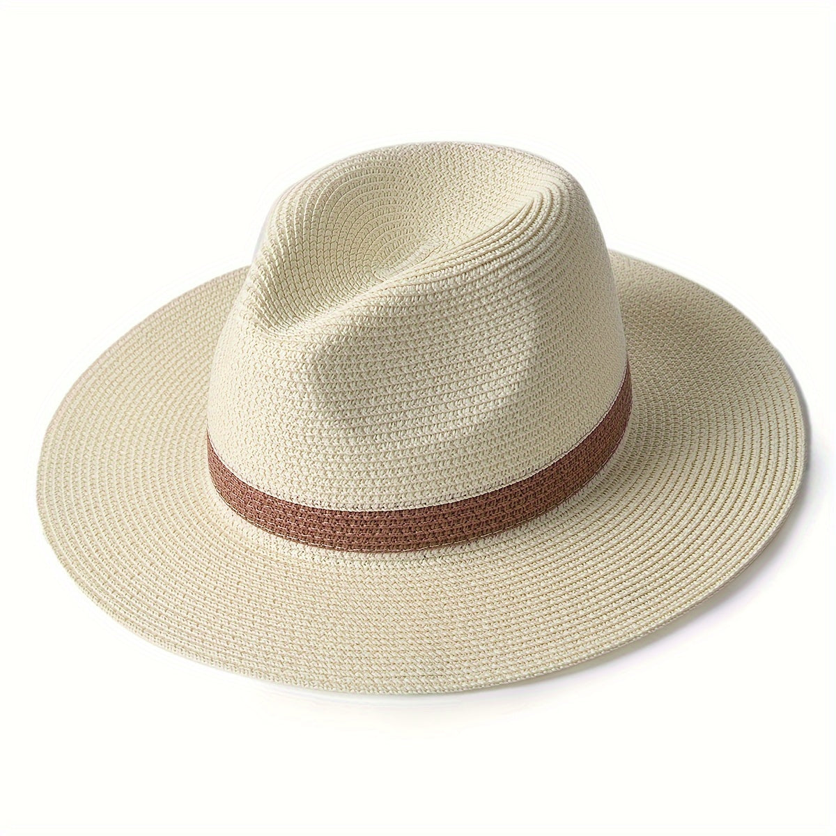 Panama Hat : Hoed Dames Khaki - Een Modieuze en Beschermende Panama met een Brede Rand in Wit van Pantino