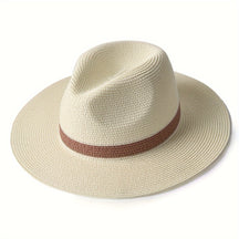 Panama Hat : Hoed Dames Khaki - Een Modieuze en Beschermende Panama met een Brede Rand in Wit van Pantino