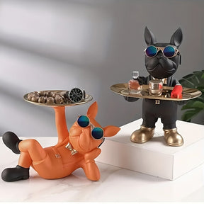 home & garden : Sleutelopbergkom Franse Buldog Sculptuur - Zwart in van Pantino