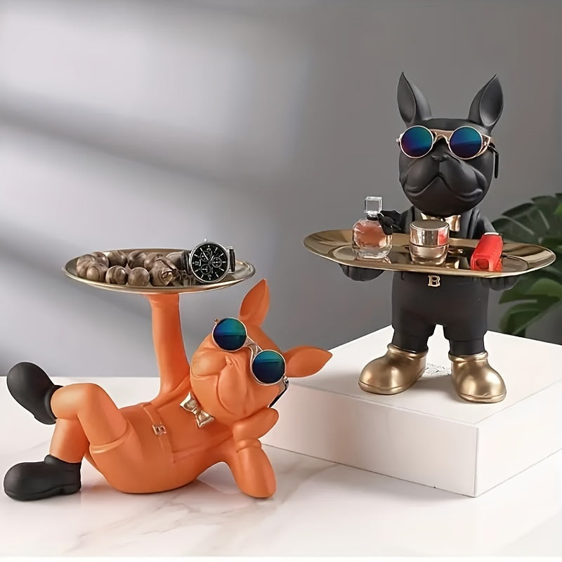home & garden : Sleutelopbergkom Franse Buldog Sculptuur - Zwart in van Pantino