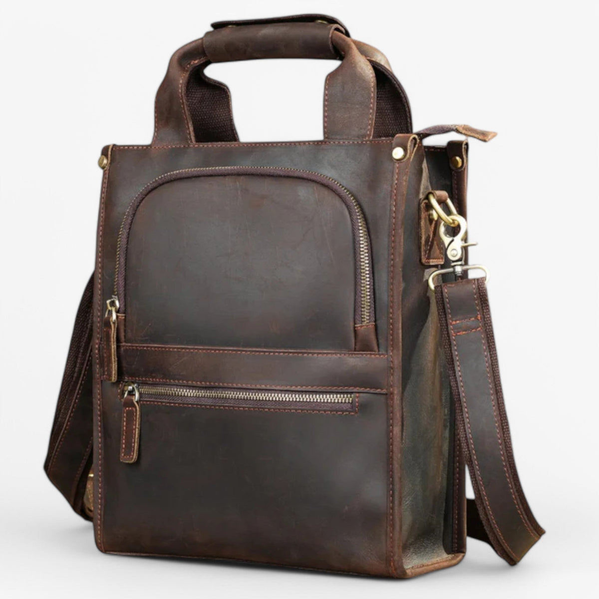 bags : Exclusieve Lederen Aktetas Leer - Bruin in Bruin van Pantino